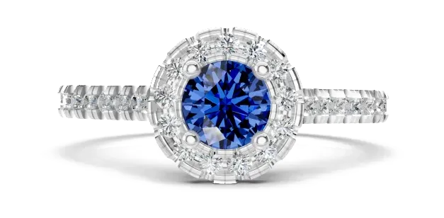 Celeste Halo Ring, blue stone