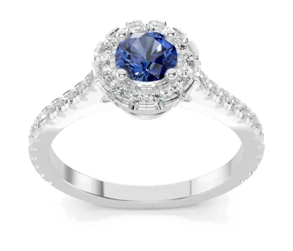 Celeste Halo Ring, blue stone