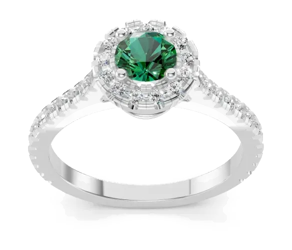 Celeste Halo Ring, green stone