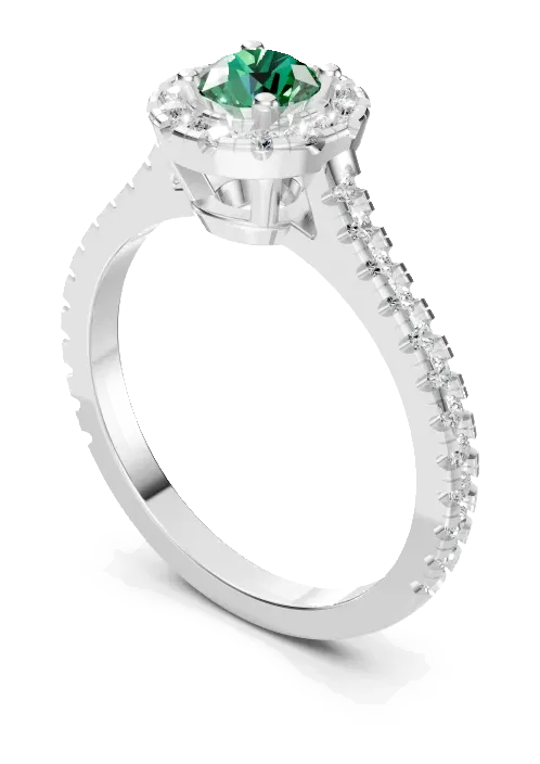 Celeste Halo Ring, green stone