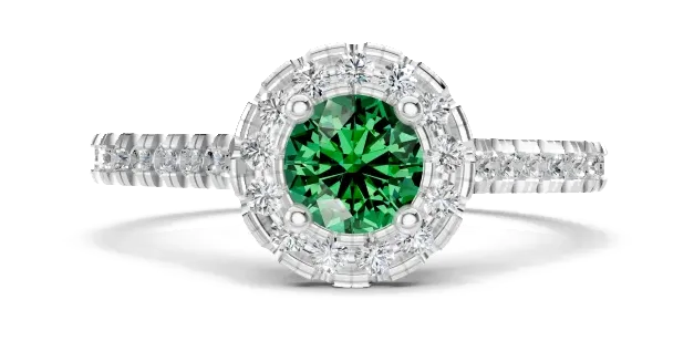 Celeste Halo Ring, green stone