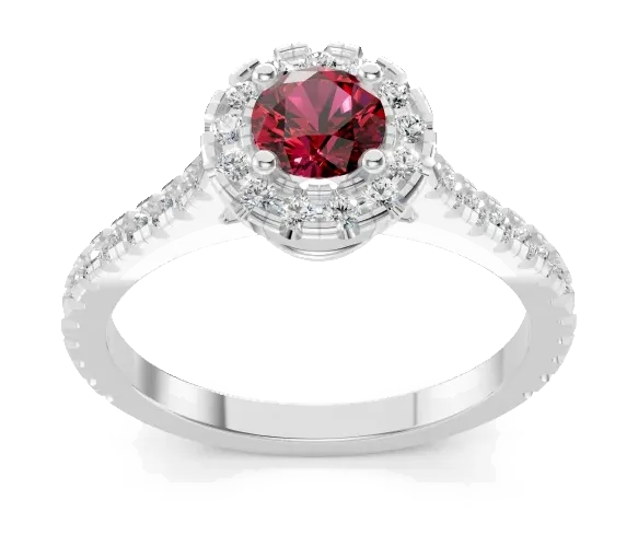 Celeste Halo Ring, red stone