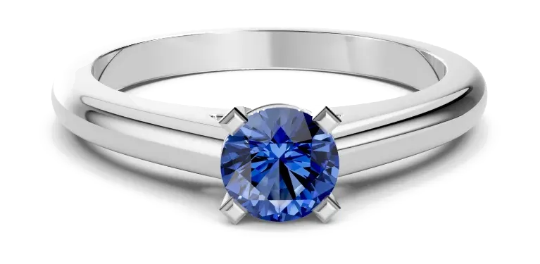 Classic Solitaire Ring, blue stone