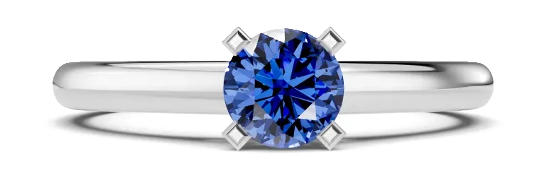 Classic Solitaire Ring, blue stone