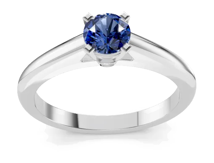 Classic Solitaire Ring, blue stone