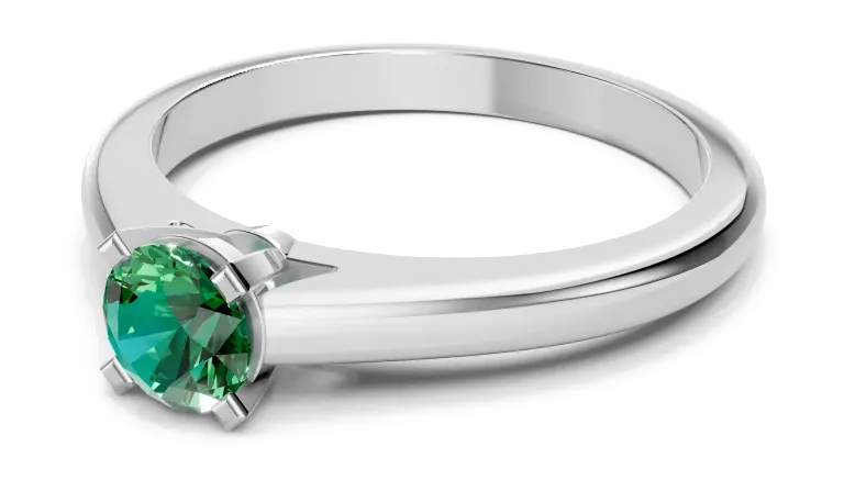 Classic Solitaire Ring, green stone