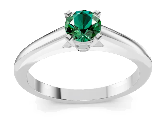 Classic Solitaire Ring, green stone