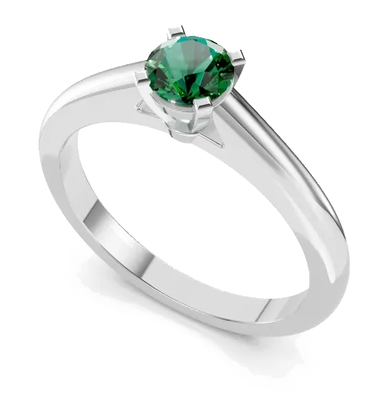 Classic Solitaire Ring, green stone