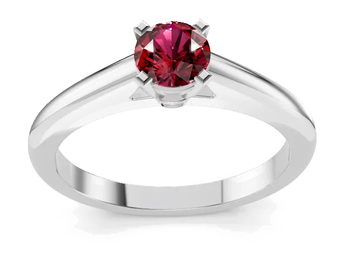 Classic Solitaire Ring, red stone