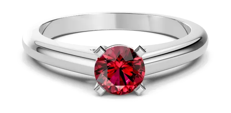 Classic Solitaire Ring, red stone