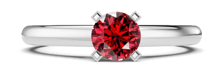 Classic Solitaire Ring, red stone