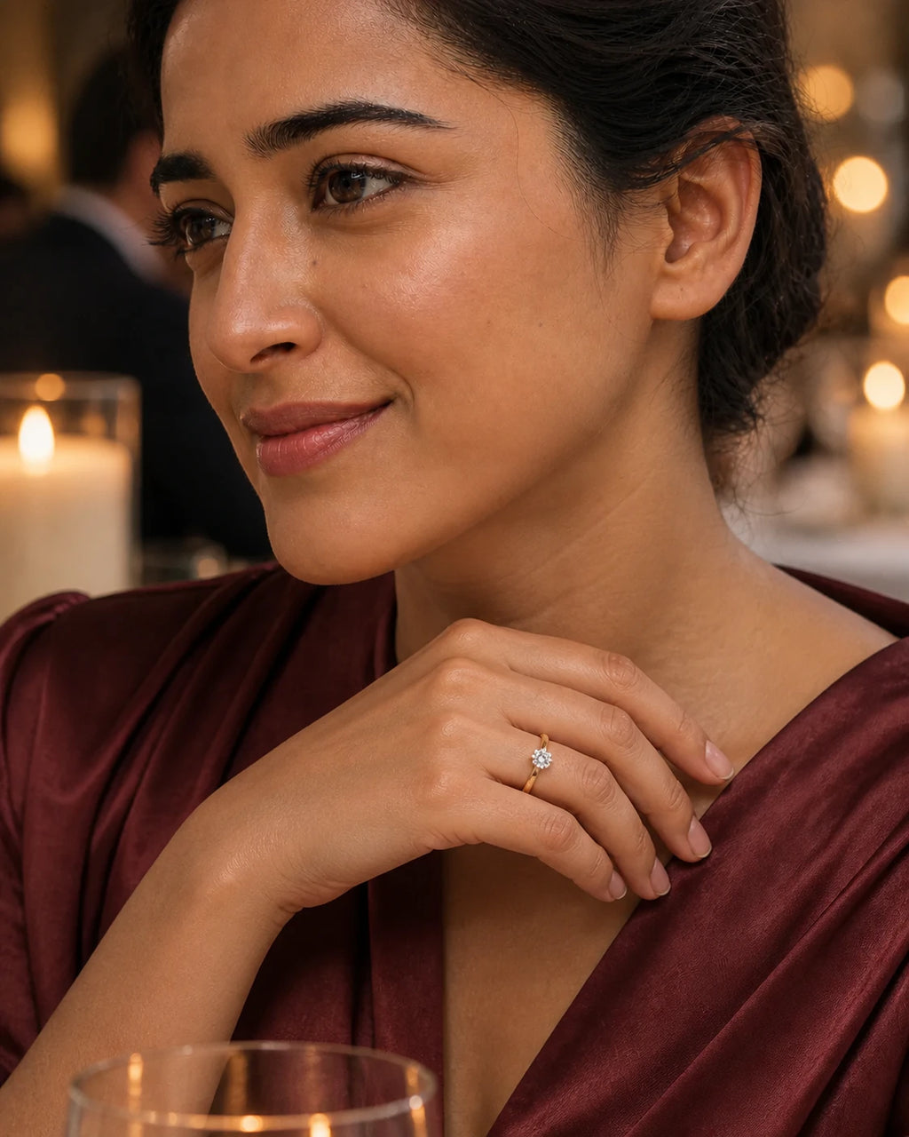 Classic Solitaire Ring in an ARYAMOND editorial image