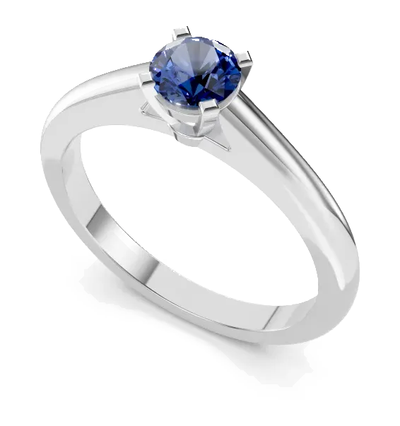 Classic Solitaire Ring, blue stone