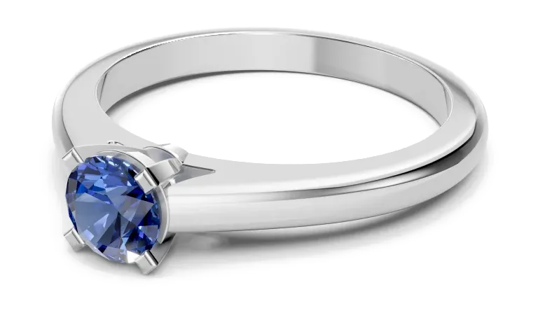Classic Solitaire Ring, blue stone