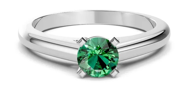 Classic Solitaire Ring, green stone
