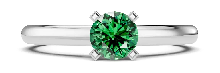 Classic Solitaire Ring, green stone