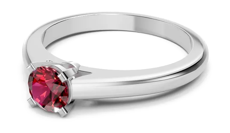 Classic Solitaire Ring, red stone