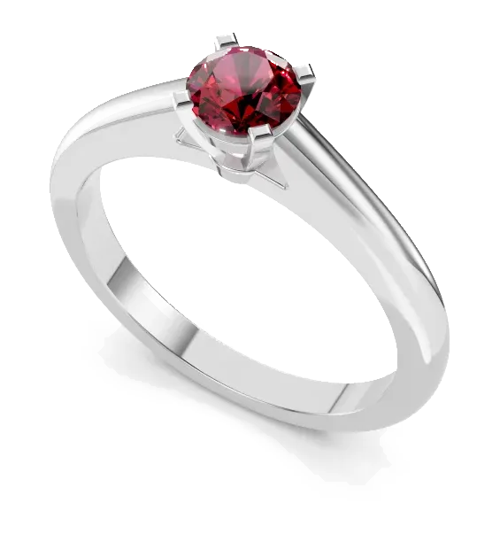 Classic Solitaire Ring, red stone