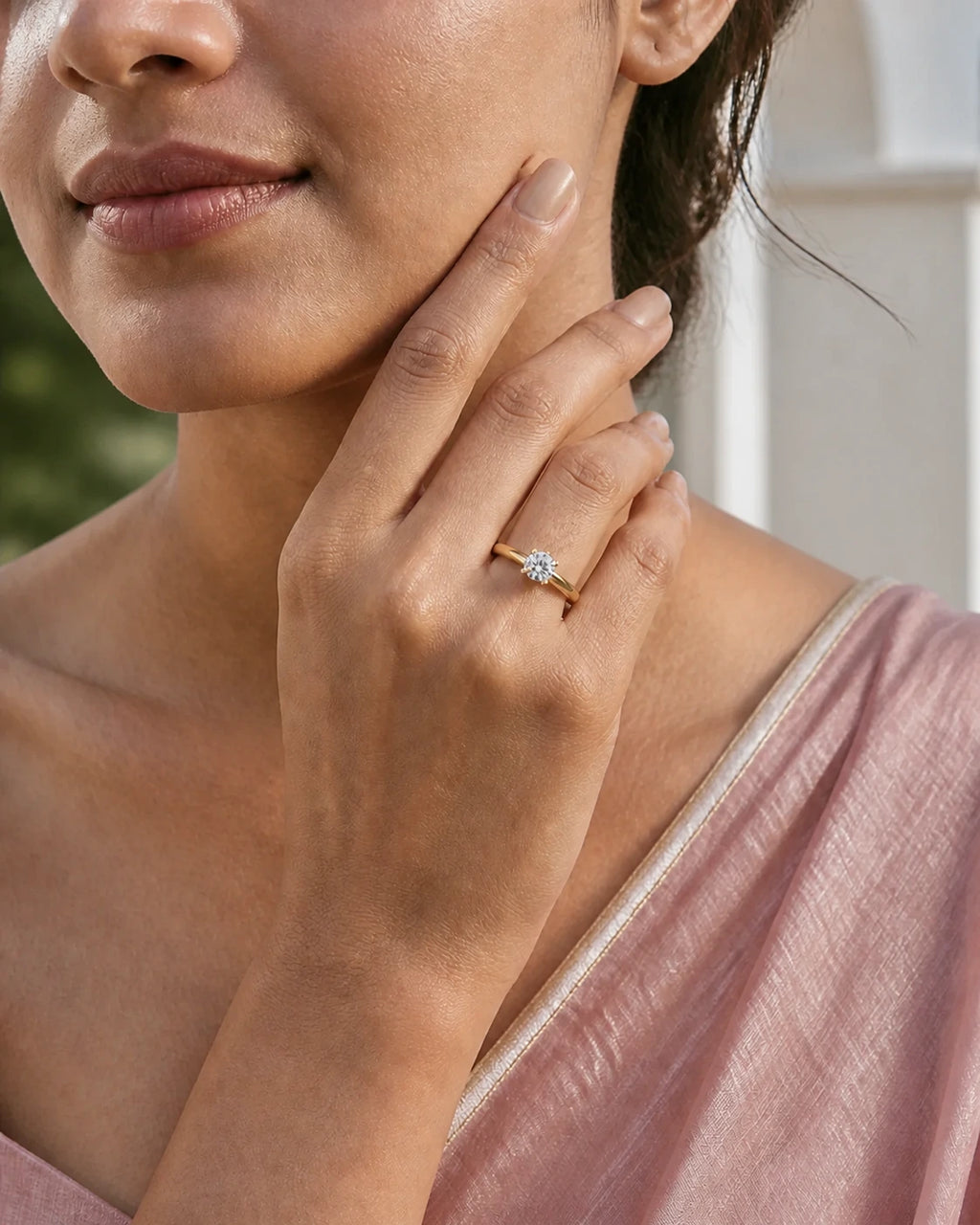 Classic Solitaire Ring in an ARYAMOND editorial image