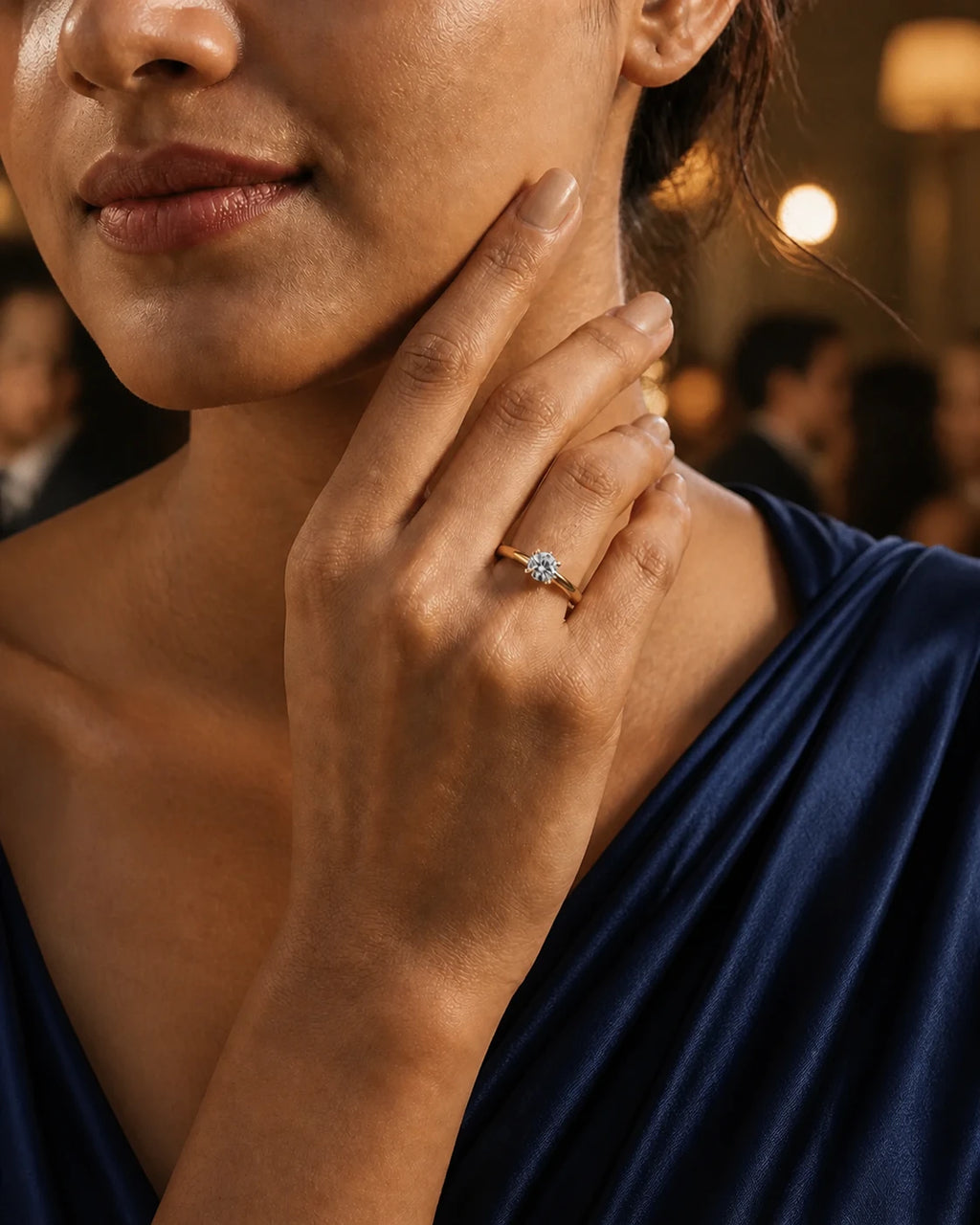 Classic Solitaire Ring in an ARYAMOND editorial image