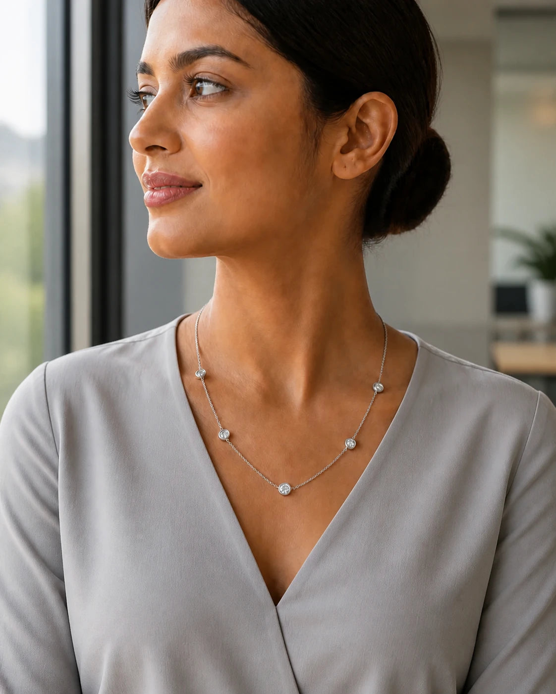 Classic Station Necklace in an ARYAMOND editorial image