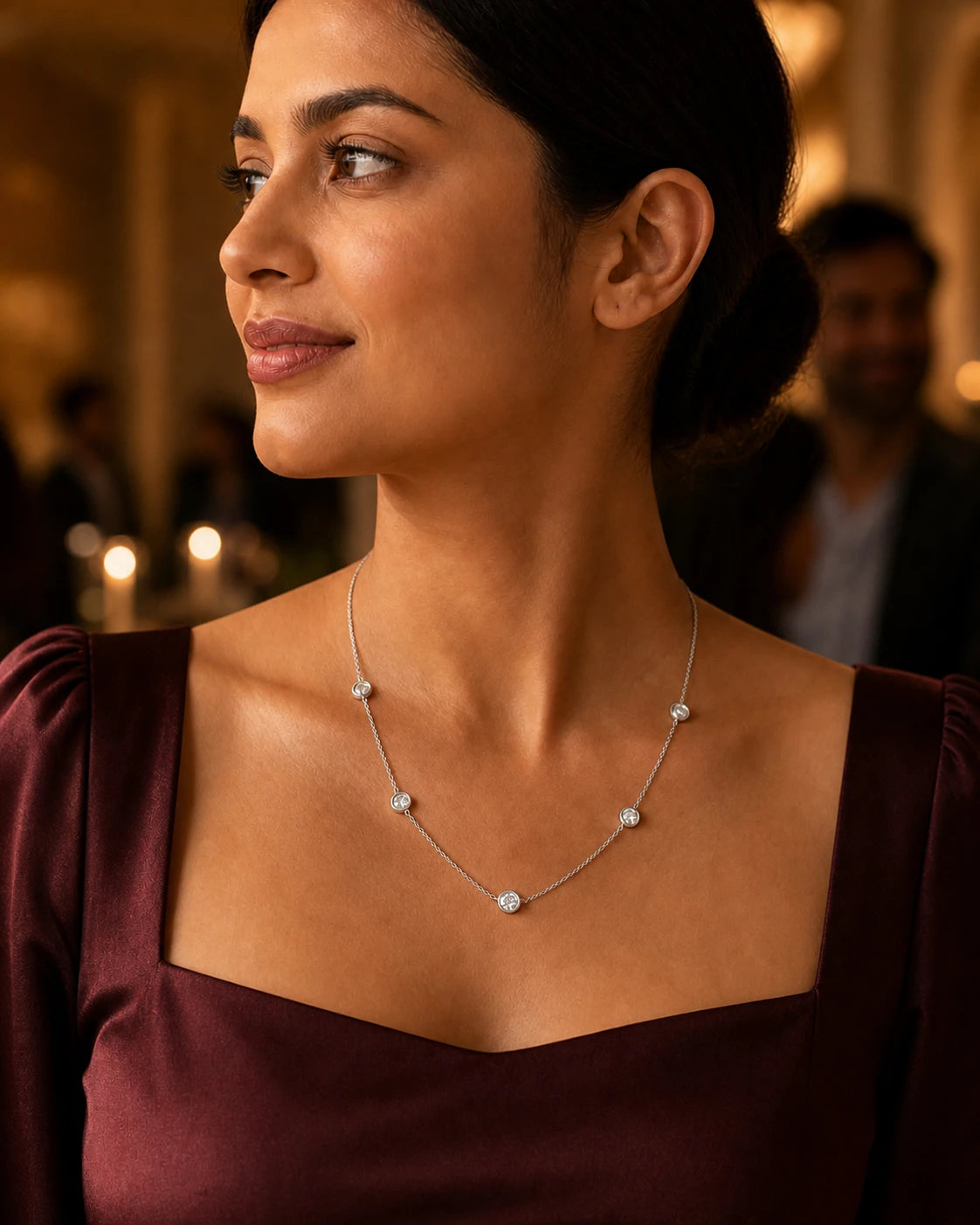 Classic Station Necklace in an ARYAMOND editorial image