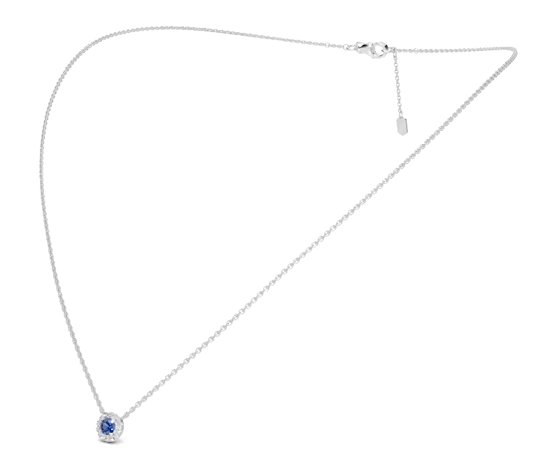 Celeste Halo Pendant, blue stone