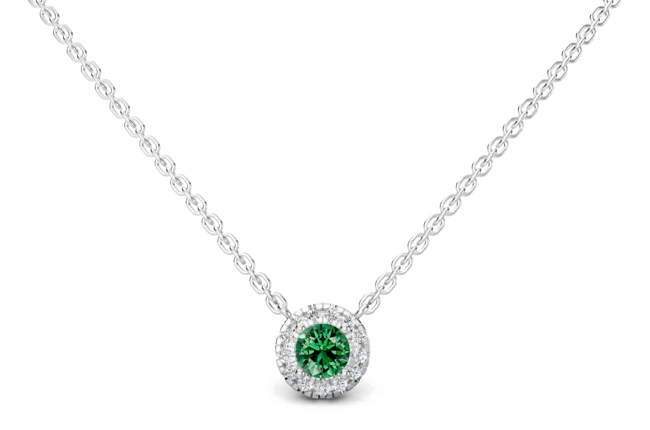 Celeste Halo Pendant, green stone