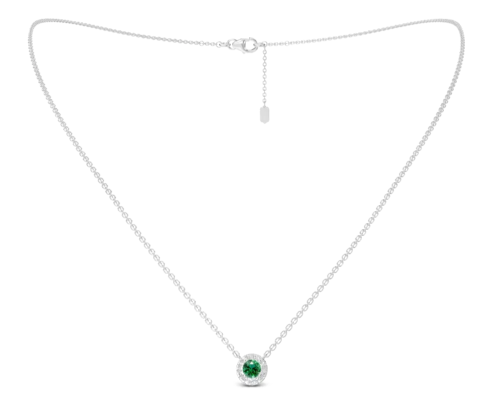 Celeste Halo Pendant, green stone