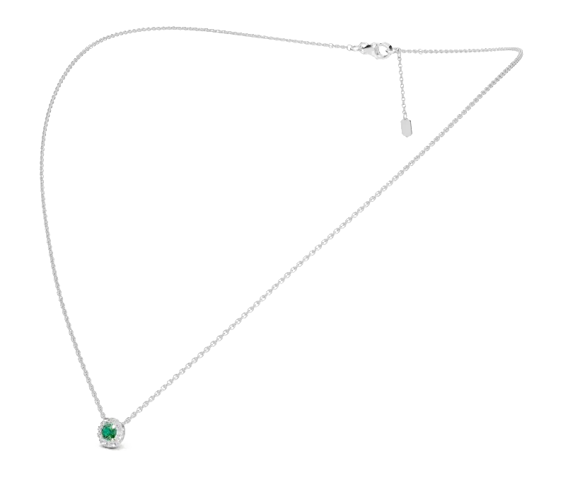 Celeste Halo Pendant, green stone
