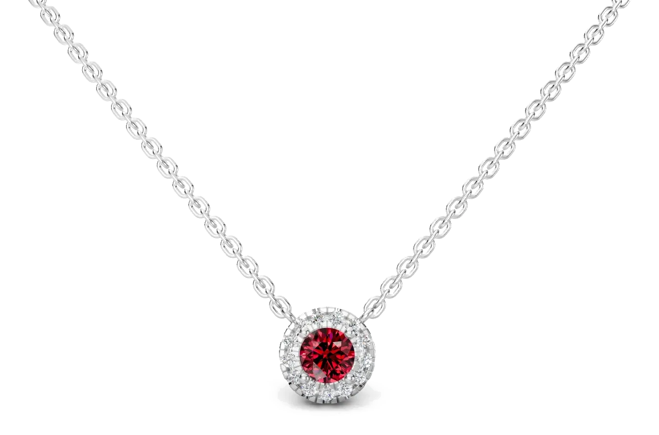 Celeste Halo Pendant, red stone