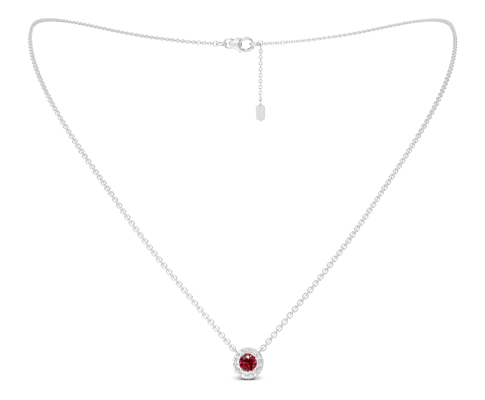 Celeste Halo Pendant, red stone