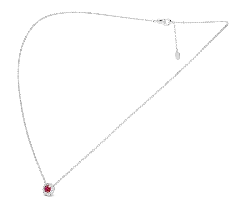 Celeste Halo Pendant, red stone