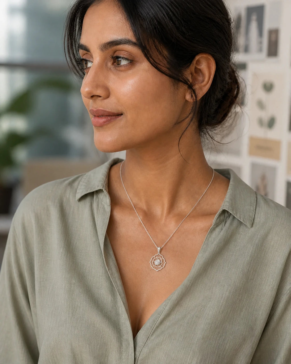 Bloom Multi Stone Pendant in an ARYAMOND editorial image